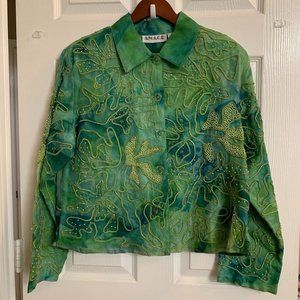 Anage Women's Art to Wear Green Beaded Sil…